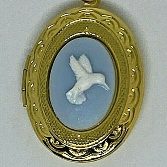 Blue Gold Petite Locket Hummingbird Wedding Party - Picture 3 of 9